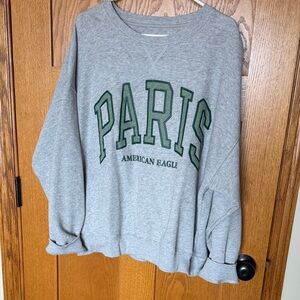 American Eagle Outfitters Gray Sweatshirt with Green Print